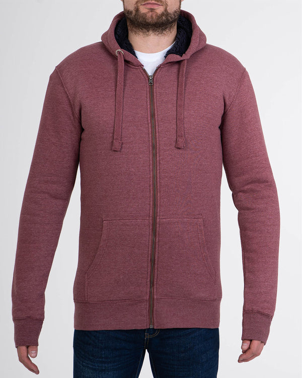 2t Zip Up Tall Sherpa Hoodie (burgundy marl)