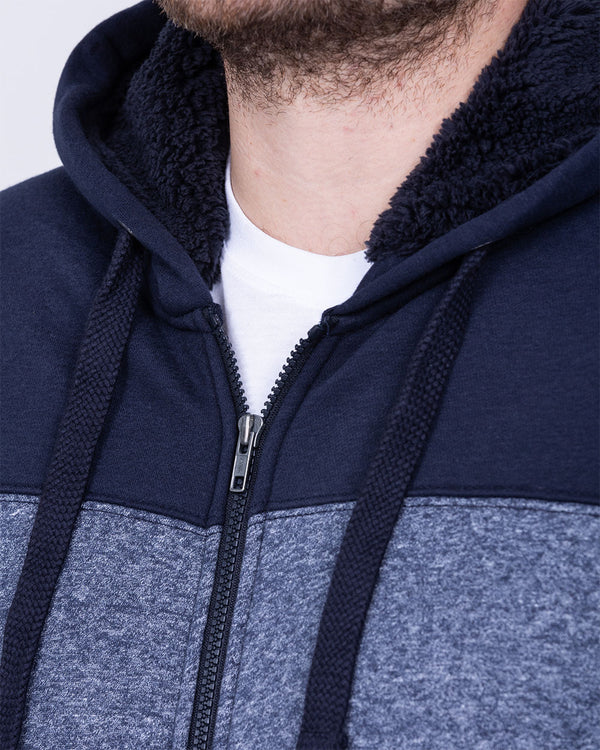 2t Zip Up Tall Panel Sherpa Hoodie (navy/denim)