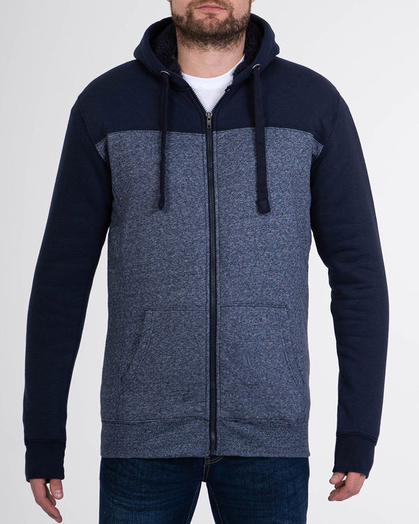 2t Zip Up Tall Panel Sherpa Hoodie (navy/denim)