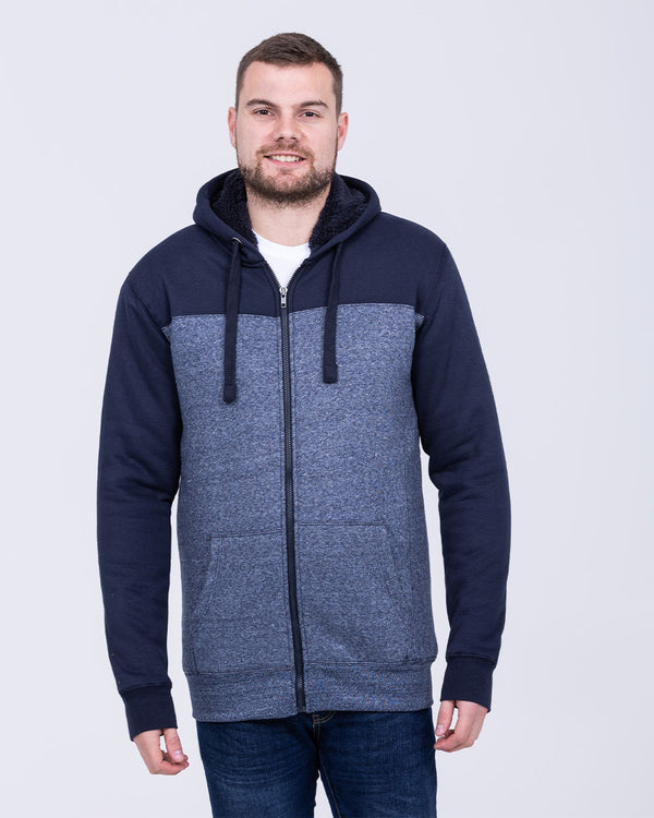 2t Zip Up Tall Panel Sherpa Hoodie (navy/denim)