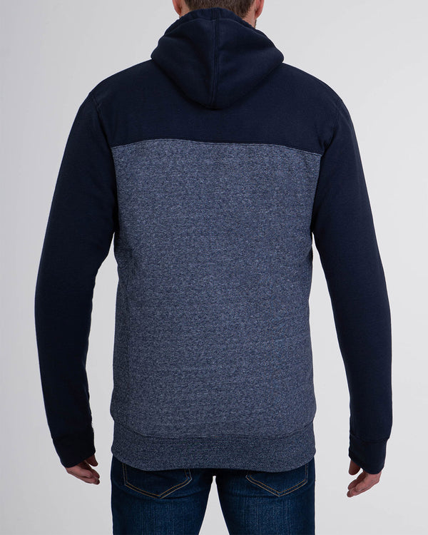 2t Zip Up Tall Panel Sherpa Hoodie (navy/denim)