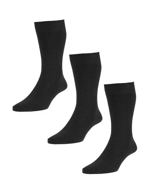 HJ Hall Cotton Plain Socks 3 Pairs (black)