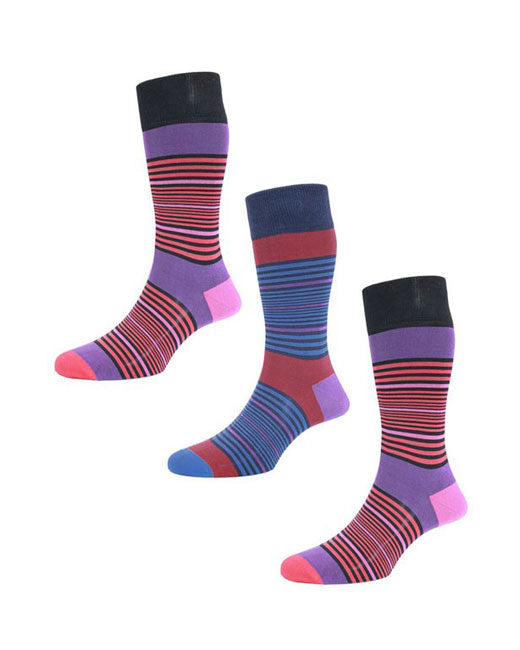 HJ Hall Charlotte Cotton Striped Socks 3 Pack