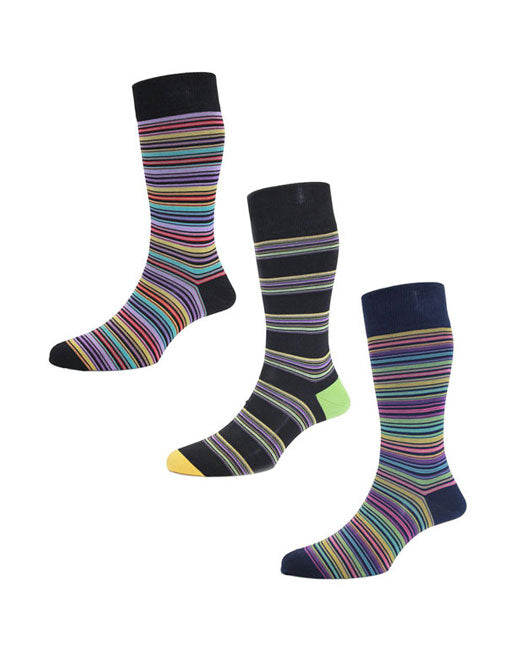 HJ Hall Boston Cotton Striped Socks 3 Pack