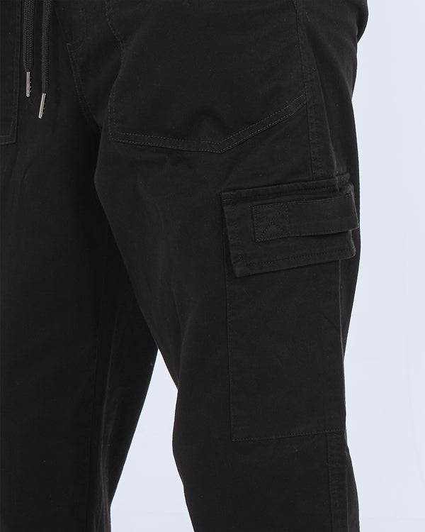 2t Jayden Regular Fit Tall Utility Cargo Trousers (black)