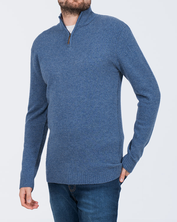 2t Tall Lambswool Quarter Zip Jumper (sapphire)