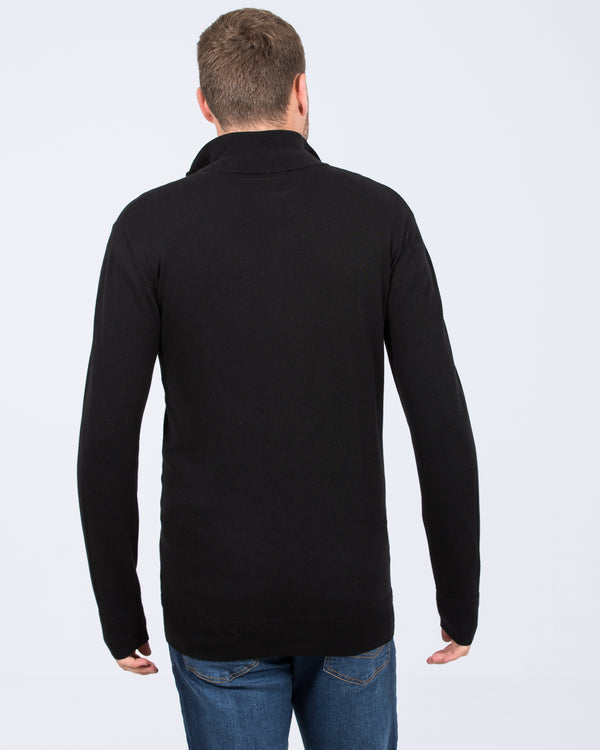 2t Niall Cotton Quarter Zip Tall Jumper (black)