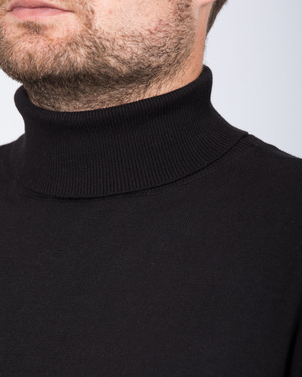 2t Rickie Tall Cotton Roll Neck Jumper (black)