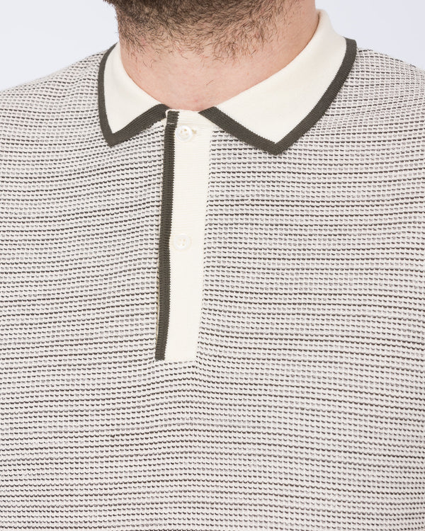 2t Tall Jacquard Tipped Polo Shirt (cream)