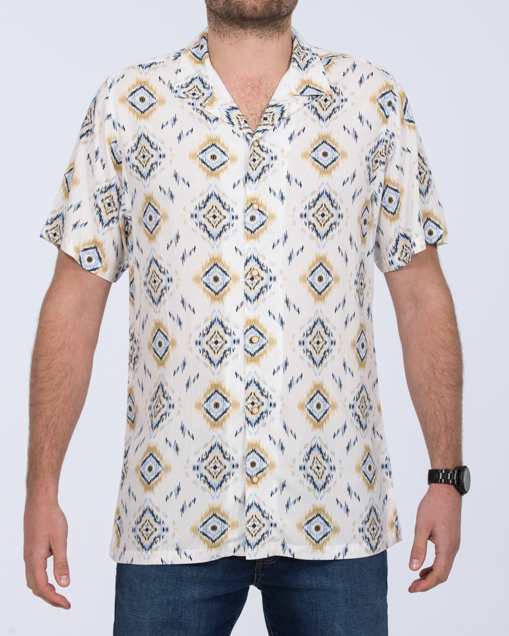 2t Dustin Short Sleeve Tall Revere Shirt (white aztec)