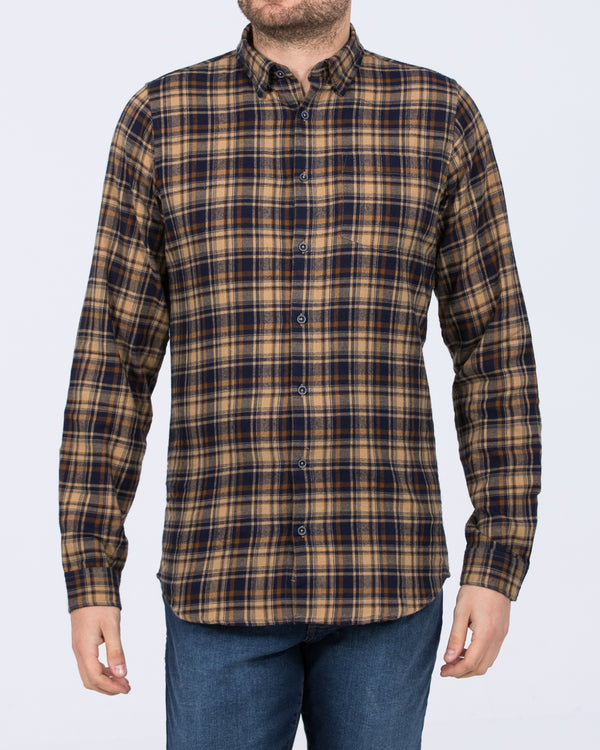 2t Extra Tall Slim Fit Long Sleeve Shirt (camel check)