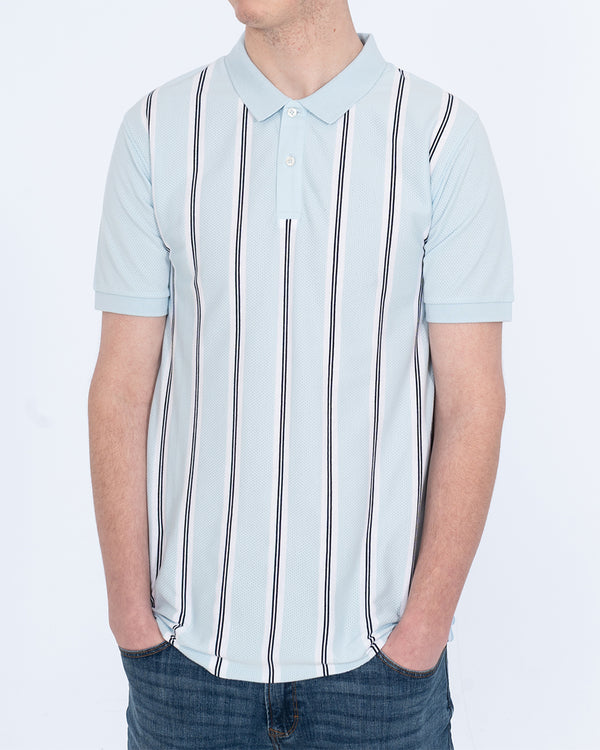 2t Slim Fit Tall Vertical Striped Polo Shirt (ice blue)