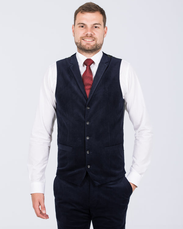 Skopes Atkinson Slim Fit Tall Cord Suit Waistcoat (navy)