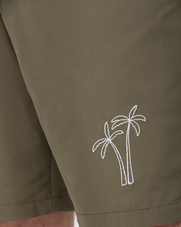 2t Aray Tall Embroidered Palm Swim Shorts (khaki)