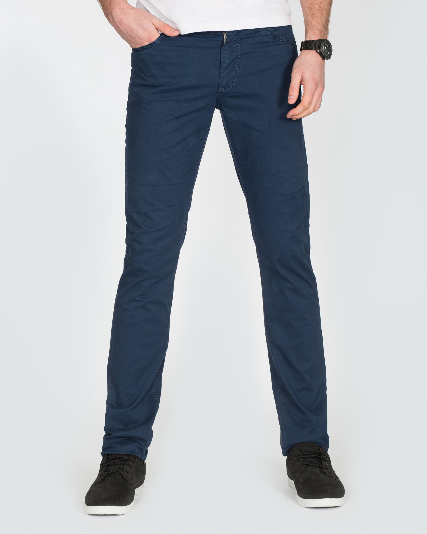 Redpoint Slim Fit Brushed Cotton Chinos (navy)