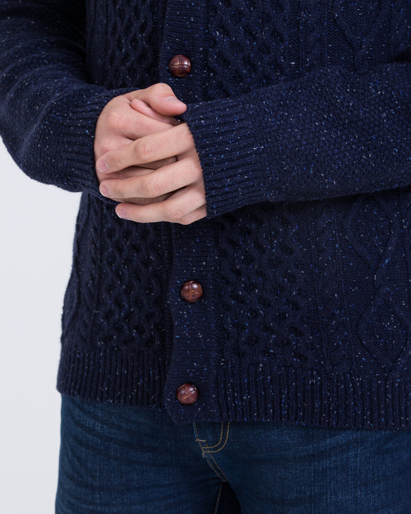 2t Lambswool Cable Knit Tall Cardigan (navy)