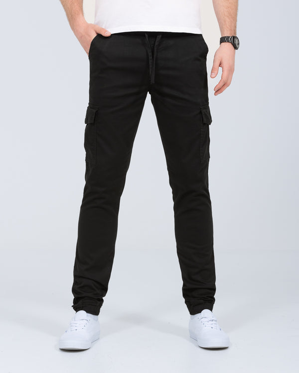 2t Dean Slim Fit Tall Stretch Cargo Trousers (black)