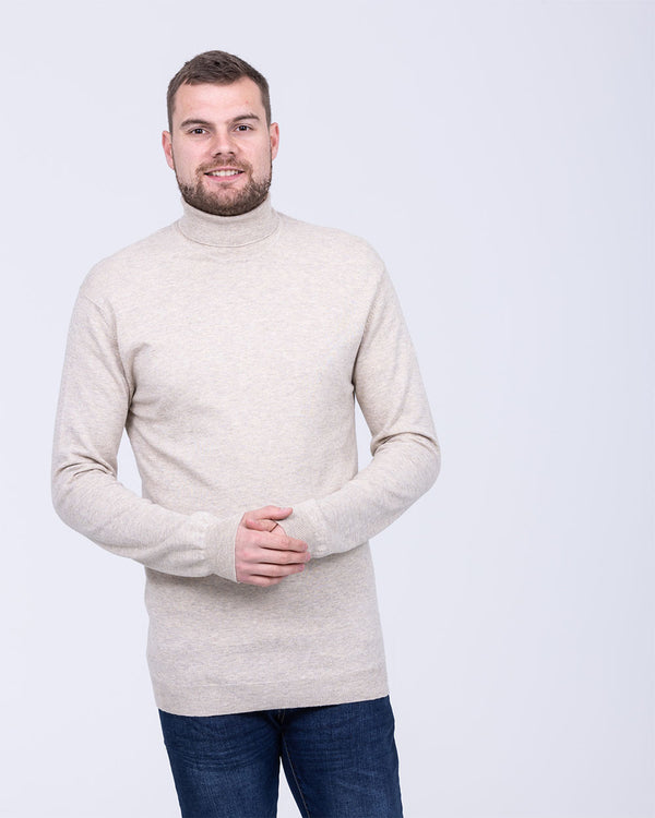 2t Merino Roll Neck Tall Jumper (stone)