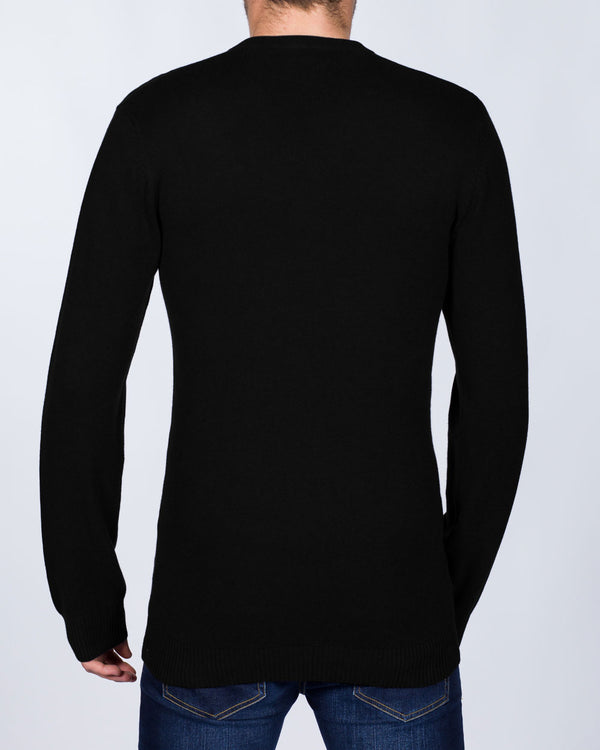 2t Cotton V-Neck Tall Jumper (black)