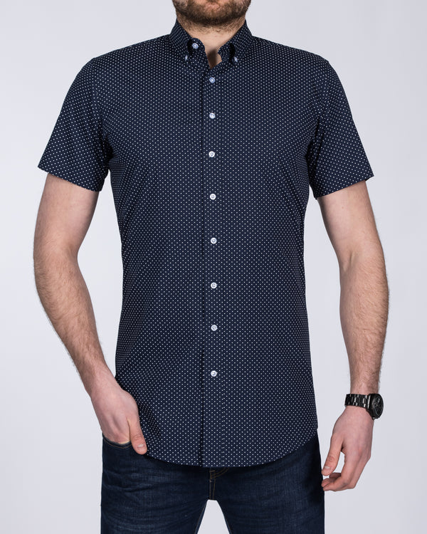 2t Slim Fit Short Sleeve Tall Shirt (navy dot)