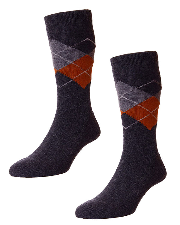 HJ Hall Eden Argyle Merino Wool Socks 2 Pack