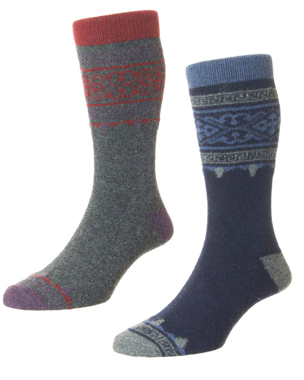 HJ Hall Sheland Panel Merino Wool Socks 2 Pack