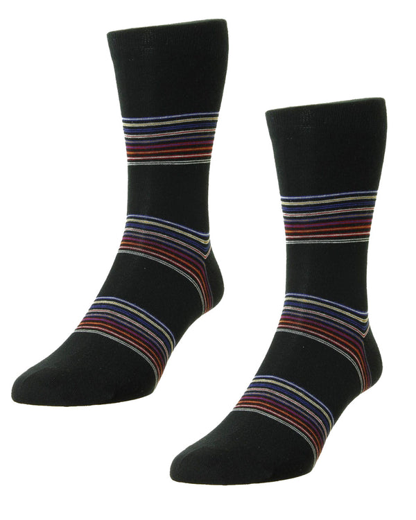 HJ Hall Egyptian Cotton Fine Striped Socks 2 Pack