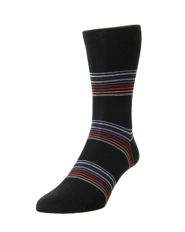 HJ Hall Egyptian Cotton Fine Striped Socks 2 Pack