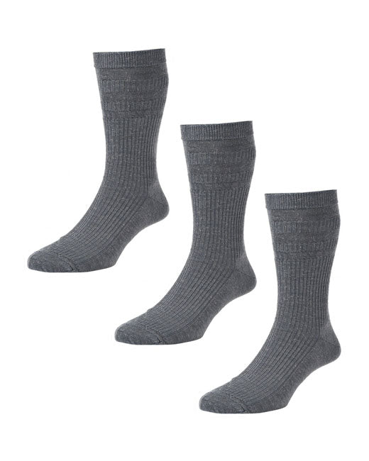 HJ Hall Softop Wool Socks 3 Pack (grey)