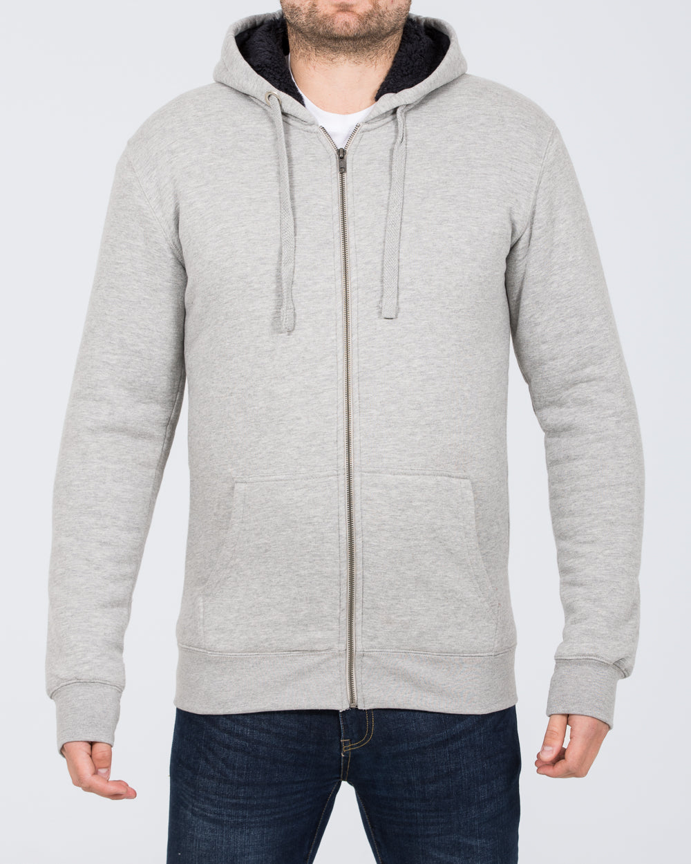 2t Zip Up Tall Sherpa Extra Long Longer Mens Hoodie heather grey Tall Mens Clothing 2tall