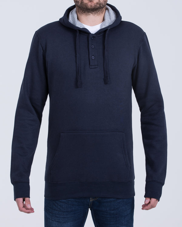 2t Pullover Tall Quarter Button Hoodie (navy)