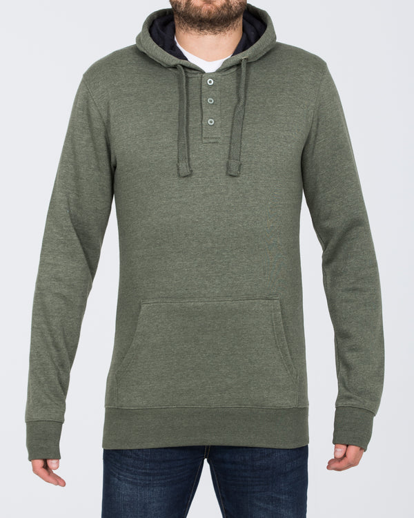 2t Pullover Tall Quarter Button Hoodie (khaki marl)