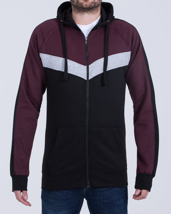 2t Zip Up Tall Chevron Hoodie (burgundy)