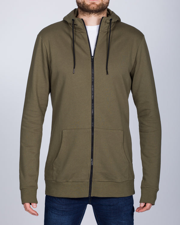 2t Zip Up Tall Active Hoodie (khaki)