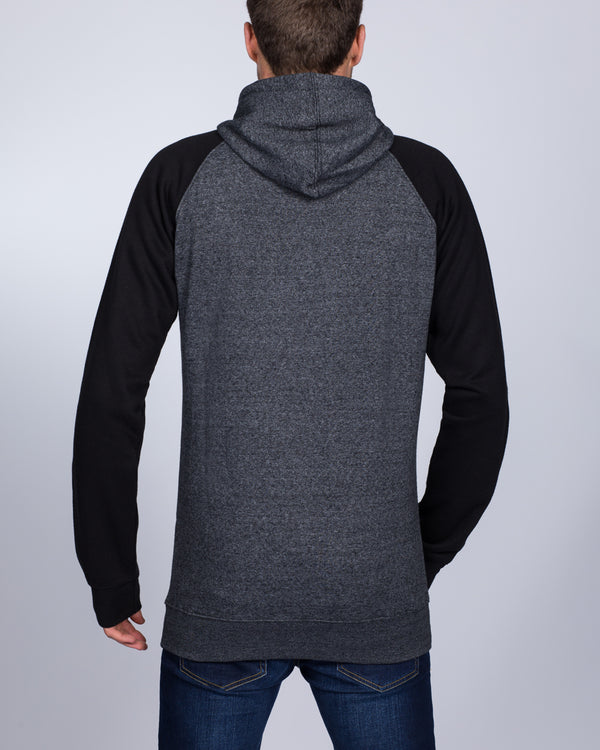 2t Zip Up Tall Raglan Hoodie (charcoal/black)