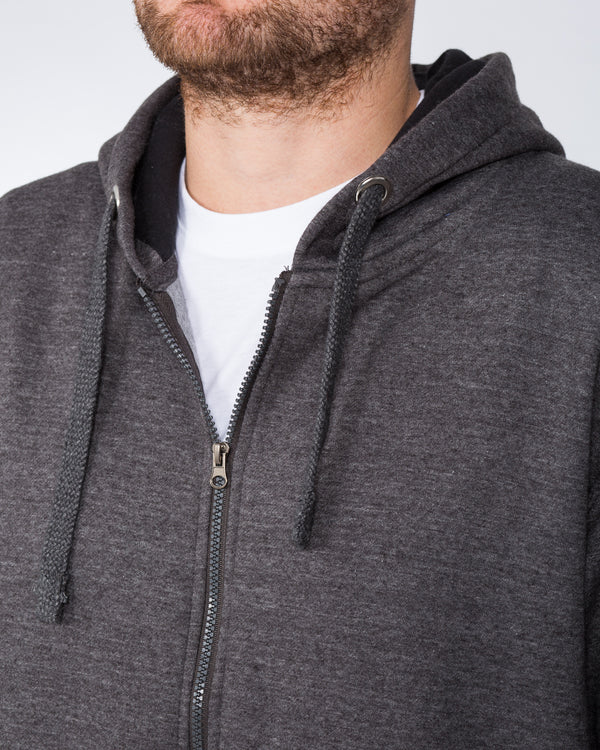 2t Zip Through Tall Hoodie (charcoal marl)