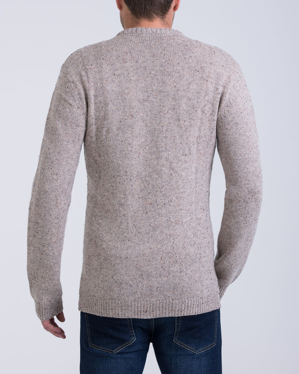 2t Aran Crew Neck Lambswool Jumper (pebble)