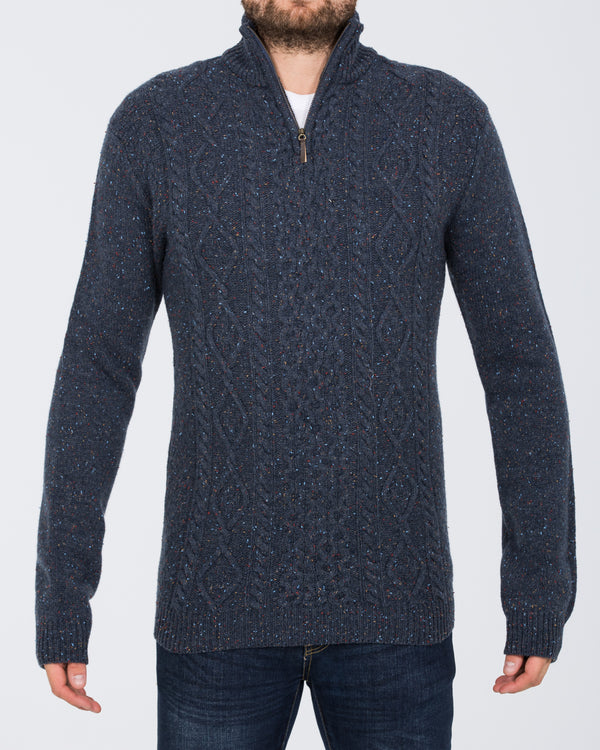 2t Tall Lambswool Aran Quarter Zip Jumper (indigo)