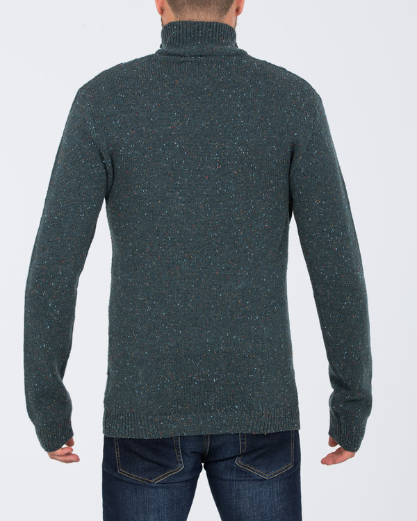 2t Tall Lambswool Aran Quarter Zip Jumper (teal)