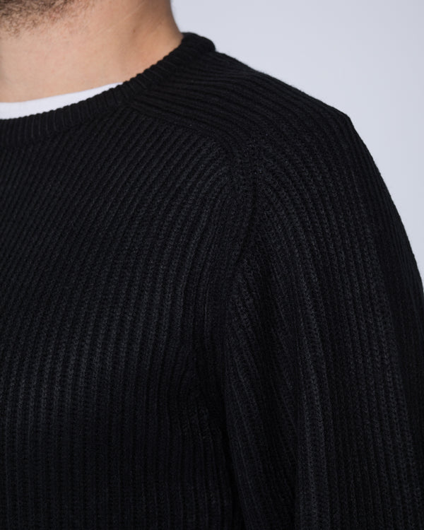 2t Textured Crew Neck Jumper (black)