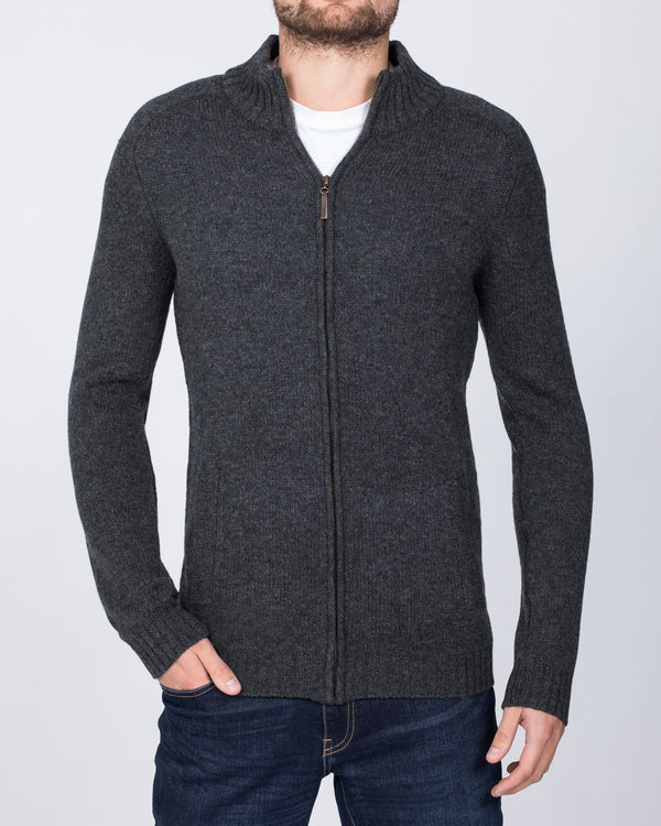 2t Lambswool Full Zip Sweater (charcoal)