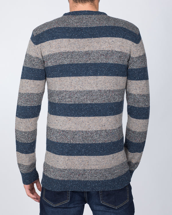 2t Lambswool Stripe Crew Neck Jumper (indigo)