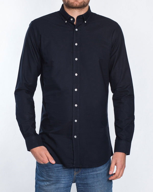 2t Slim Fit Long Sleeve Tall Shirt (plain navy)