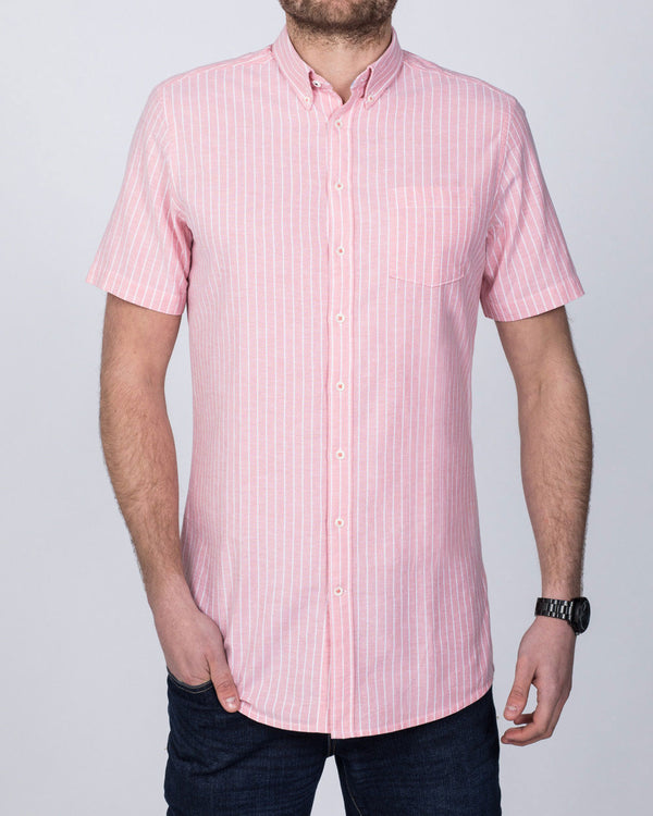 2t Short Sleeve Tall Shirt (peach stripe)