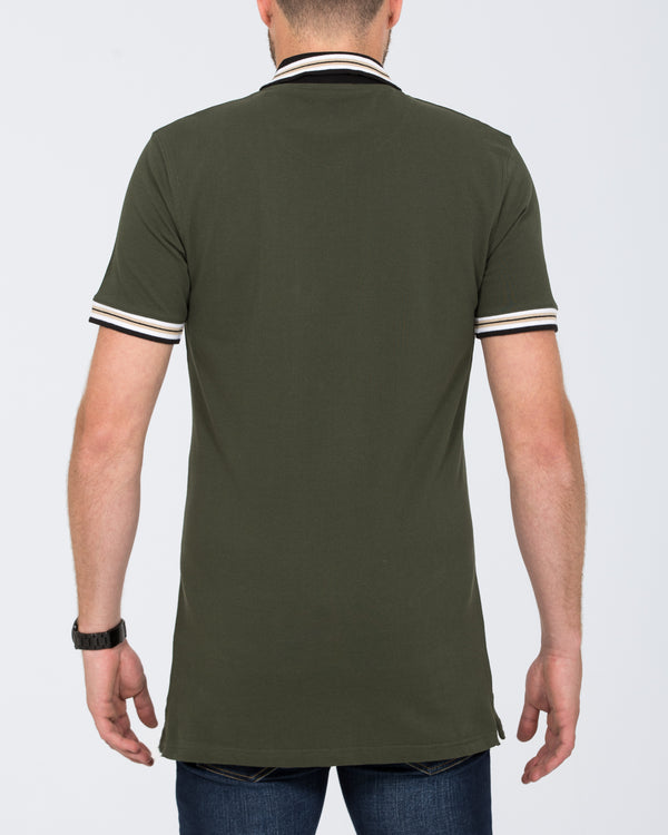 2t Slim Fit Pique Tipped Polo Shirt (khaki)