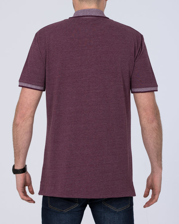 2t Slim Fit Tall Pique Jacquard Polo Shirt (plum marl)