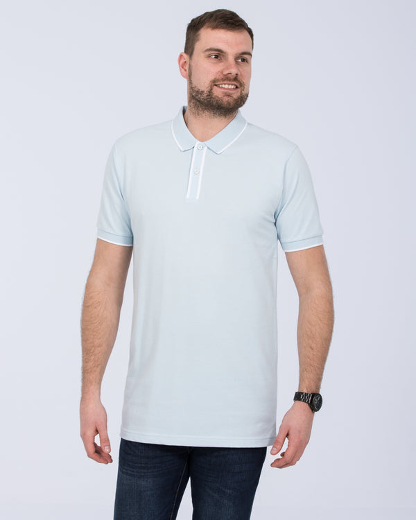 2t Slim Fit Tall Tipped Polo Shirt (ice blue)