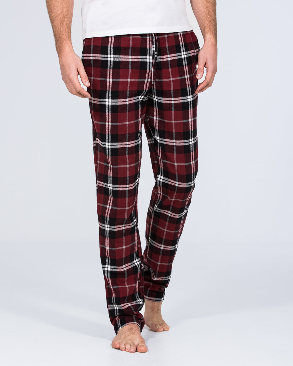 2t Extra Long Tall Mens Pascal Pyjama Bottoms maroon check 34 36 38 inside leg Tall Mens Clothing 2tall