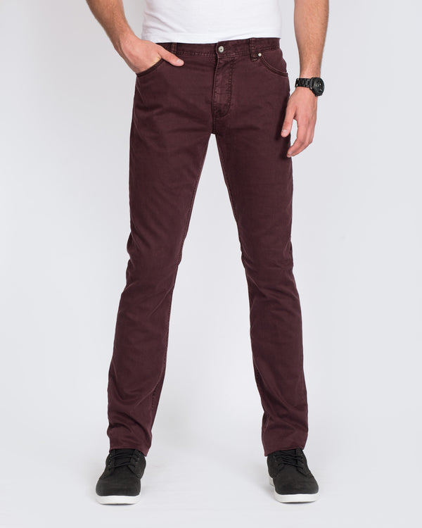 Redpoint Tall Mens Slim Fit Denim Chinos (dark red)