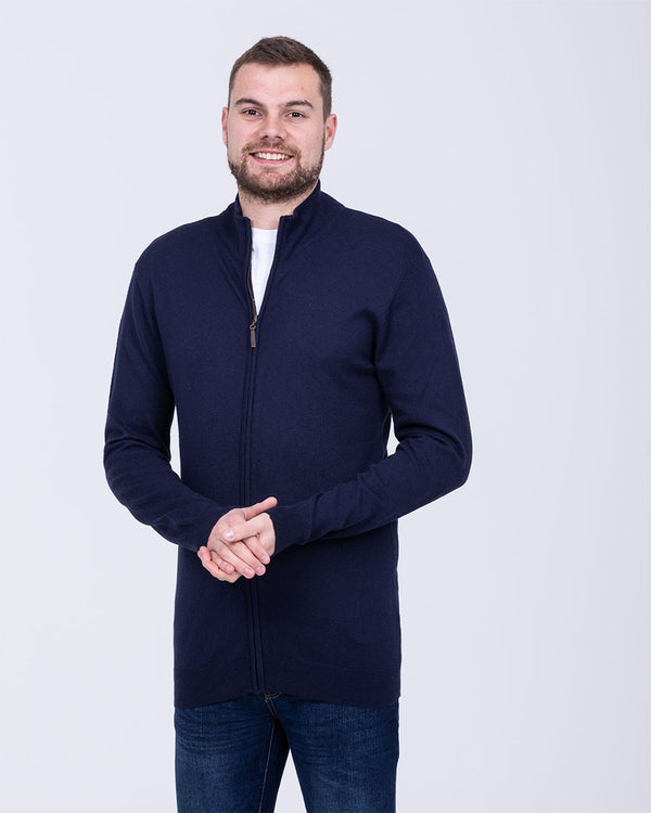 2t Tall Merino Full Zip Jumper (navy)